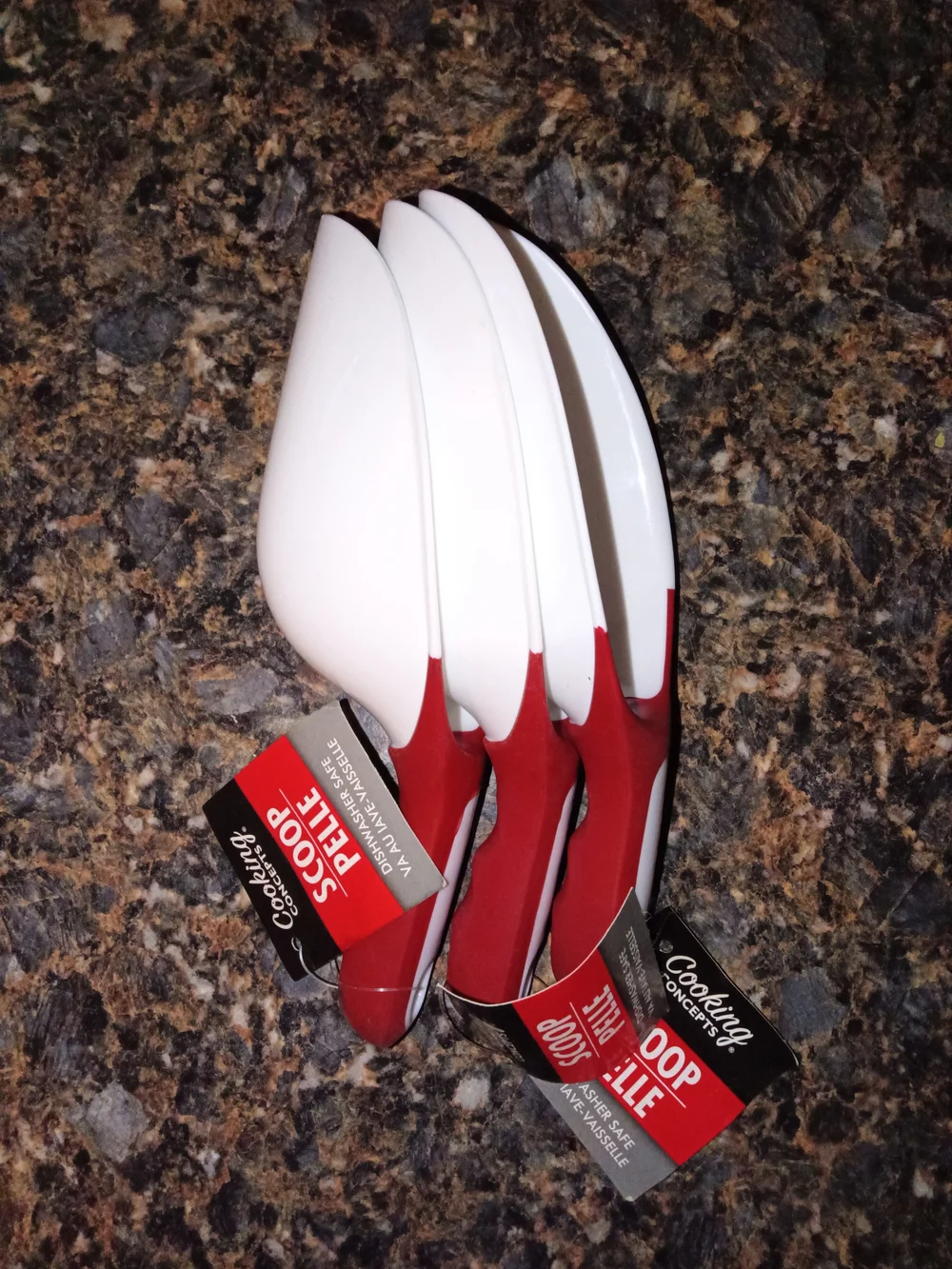 NEW 3 Pk KITCHEN RED & WHITE COOKING CONCEPTS IRed and White Scoop Set - 3 Piece